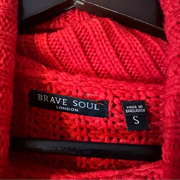 Brave Soul Red Cable Knit Turtleneck Sweater Women’s Jumper Acrylic Sz Small - Picture 9 of 13